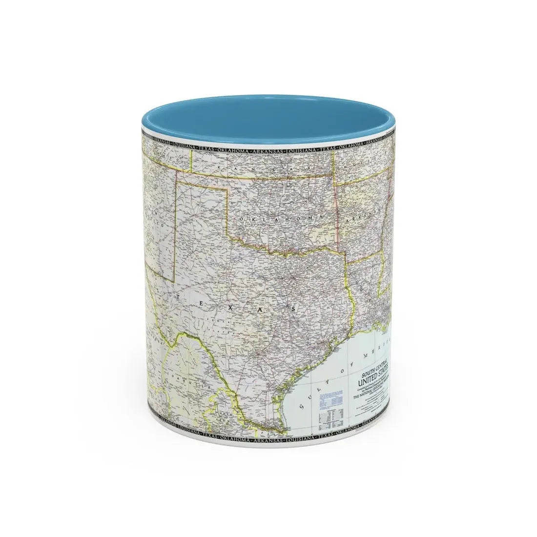 USA - South Central (1947) (Map) Accent Coffee Mug 11oz Light Blue - Go Mug Yourself