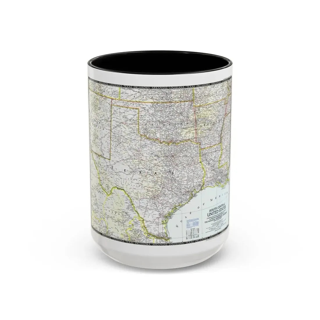USA - South Central (1947) (Map) Accent Coffee Mug 15oz Black - Go Mug Yourself