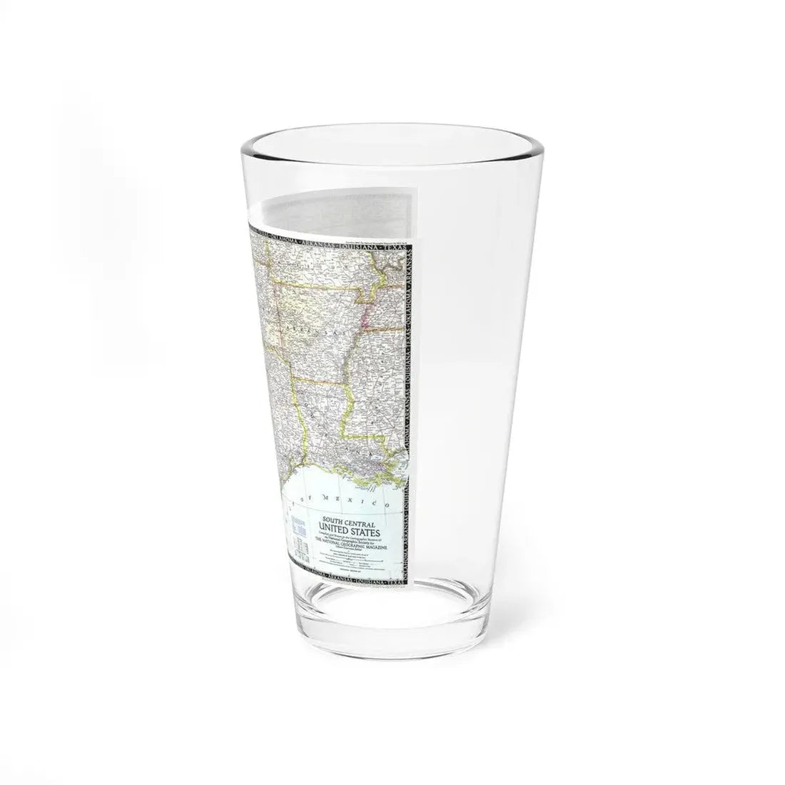 USA - South Central (1947) (Map) Pint Glass 16oz - Go Mug Yourself