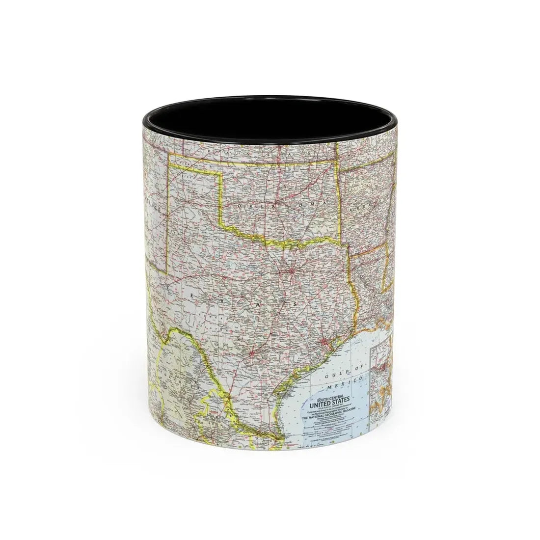 USA - South Central (1961) (Map) Accent Coffee Mug 11oz Black - Go Mug Yourself
