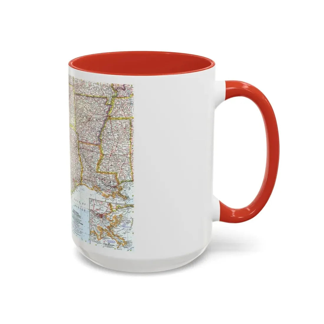 USA - South Central (1961) (Map) Accent Coffee Mug - Go Mug Yourself
