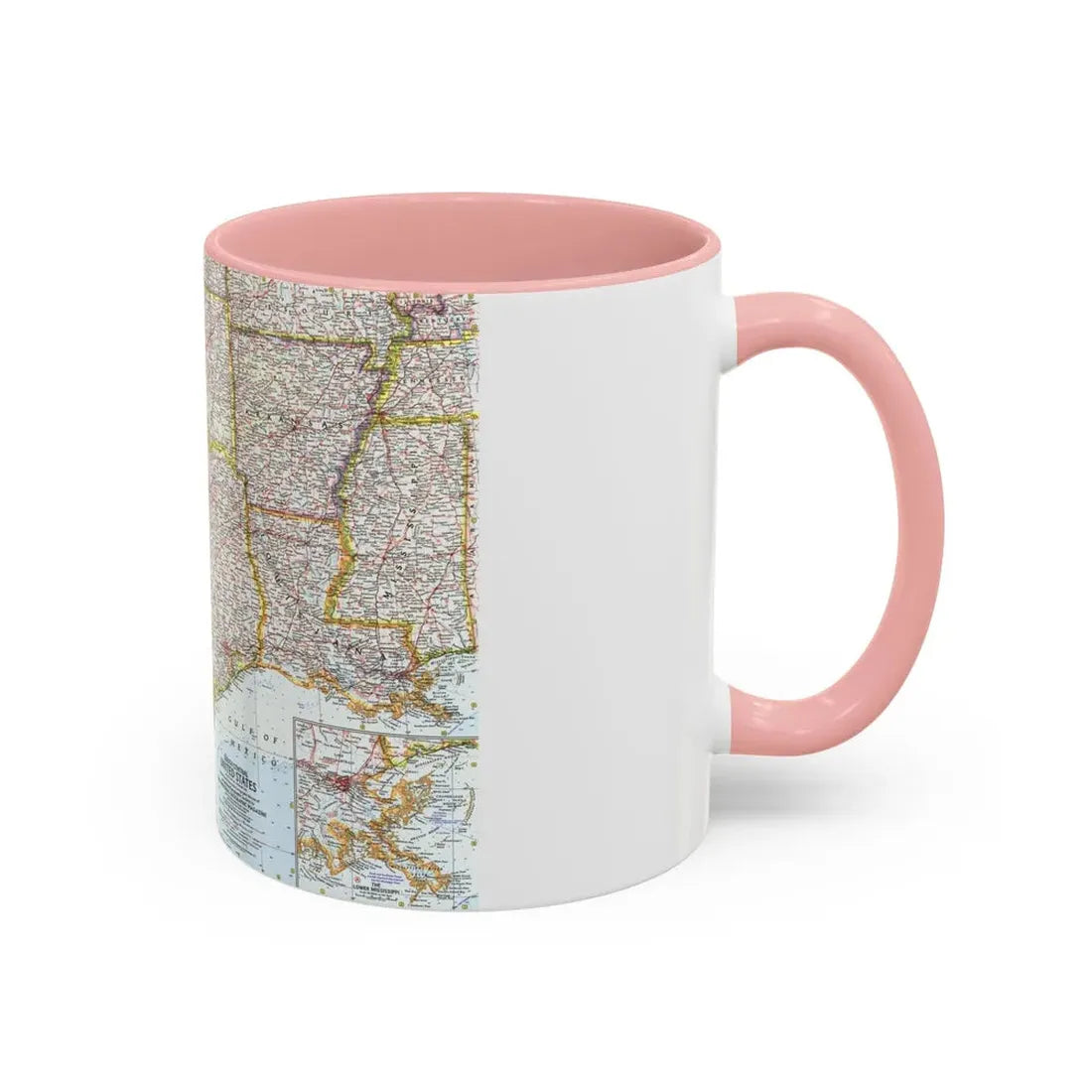 USA - South Central (1961) (Map) Accent Coffee Mug - Go Mug Yourself