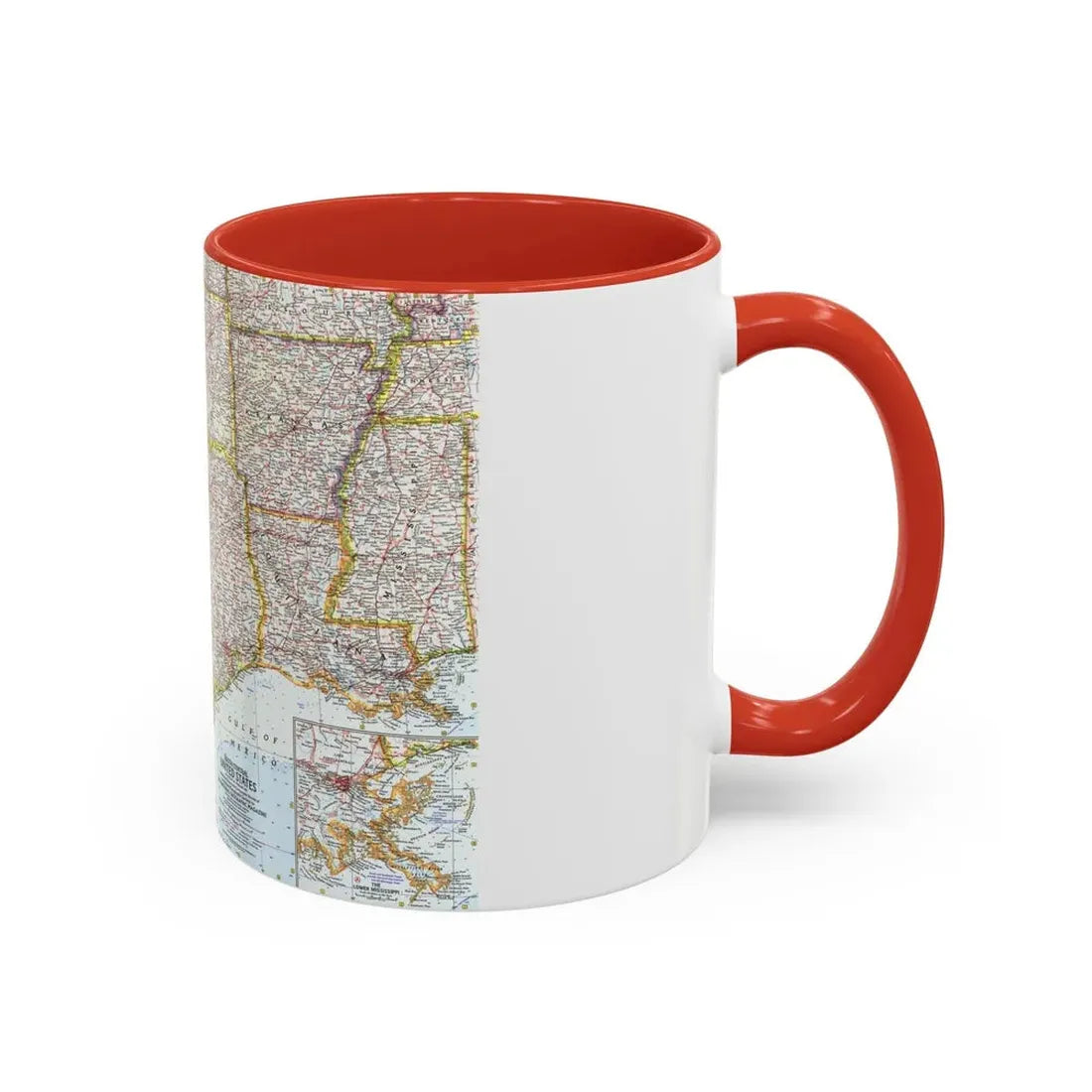 USA - South Central (1961) (Map) Accent Coffee Mug - Go Mug Yourself