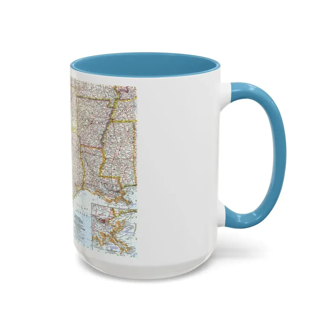 USA - South Central (1961) (Map) Accent Coffee Mug - Go Mug Yourself