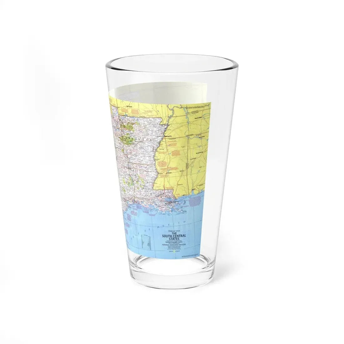 USA - South Central States 1 (1974) (Map) Pint Glass 16oz - Go Mug Yourself
