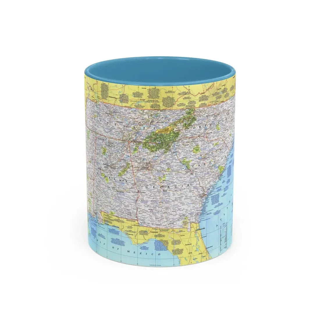 USA - Southeast 1 (1975) (Map) Accent Coffee Mug 11oz Light Blue - Go Mug Yourself