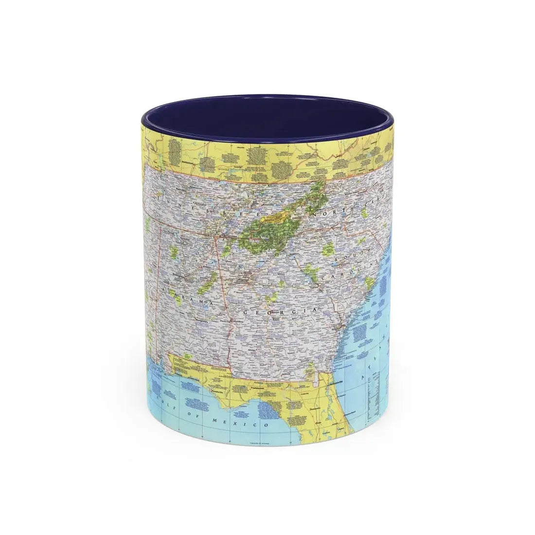 USA - Southeast 1 (1975) (Map) Accent Coffee Mug 11oz Navy - Go Mug Yourself
