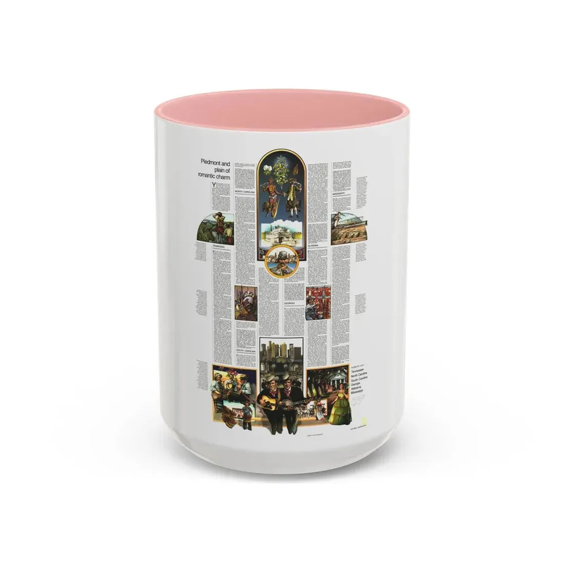 USA - Southeast 2 (1975) (Map) Accent Coffee Mug 15oz Pink - Go Mug Yourself