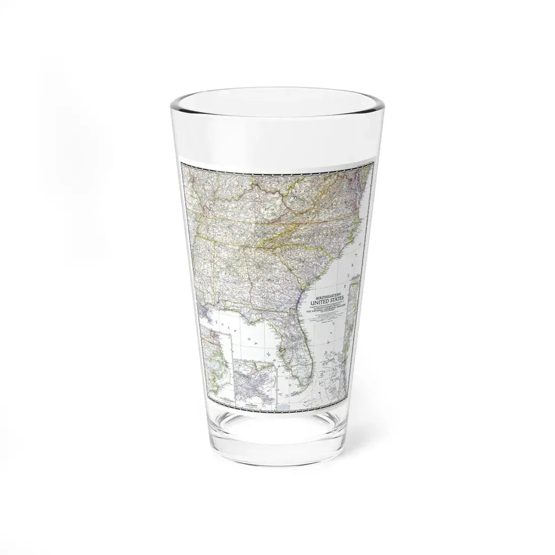 USA - Southeastern (1947) (Map) Pint Glass 16oz - Go Mug Yourself