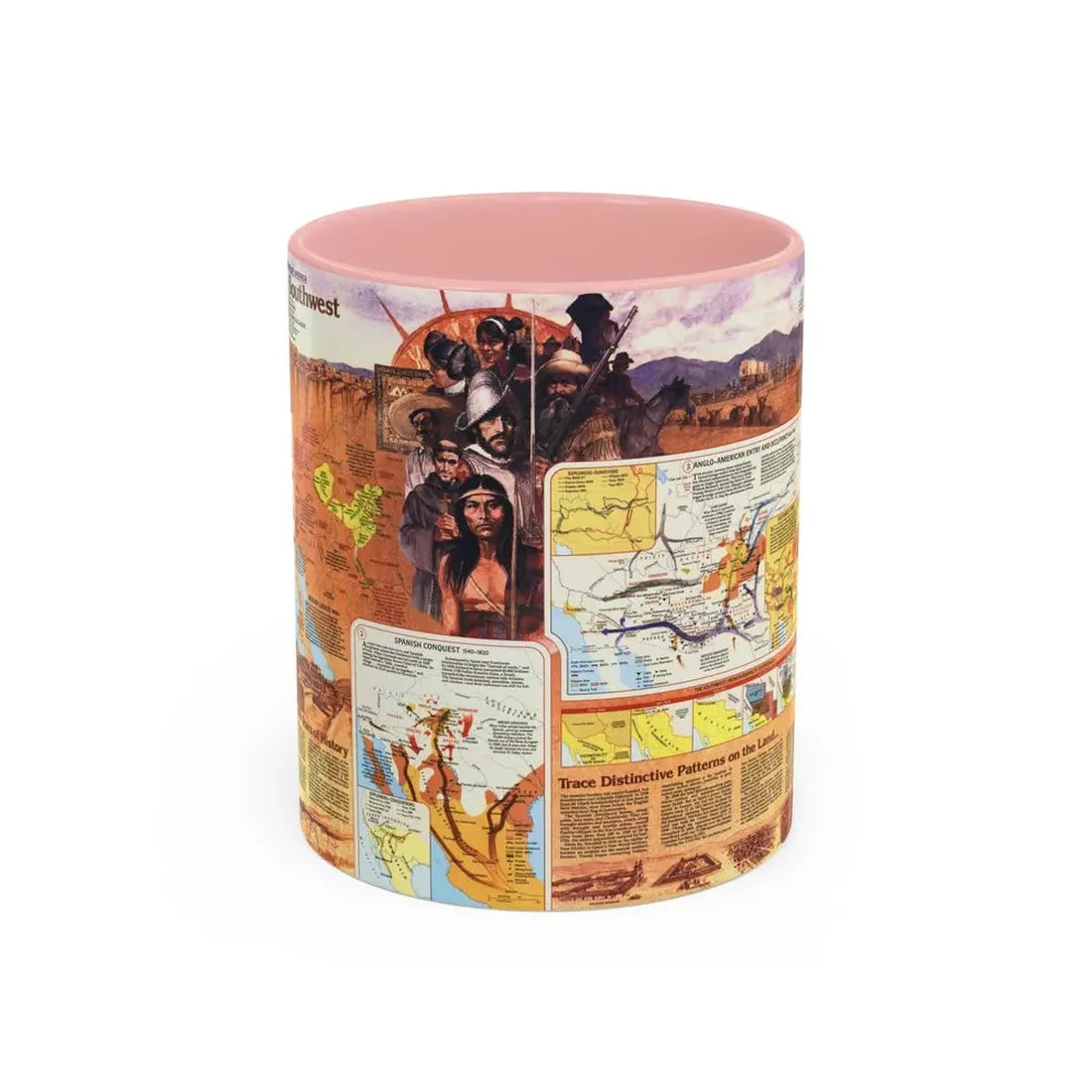 USA - Southwest 2 (1982) (Map) Accent Coffee Mug 11oz Pink - Go Mug Yourself