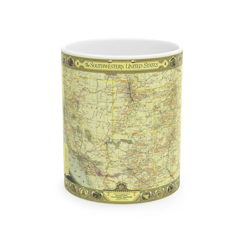 USA - Southwestern (1940) (Map) White Coffee Mug-11oz-Go Mug Yourself
