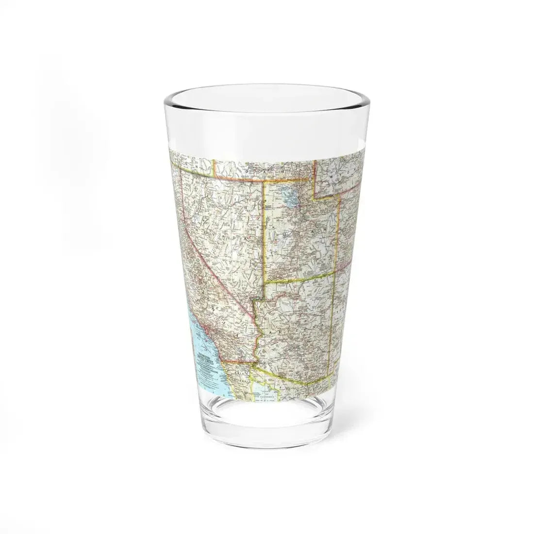 USA - Southwestern (1959) (Map) Pint Glass 16oz 16oz - Go Mug Yourself