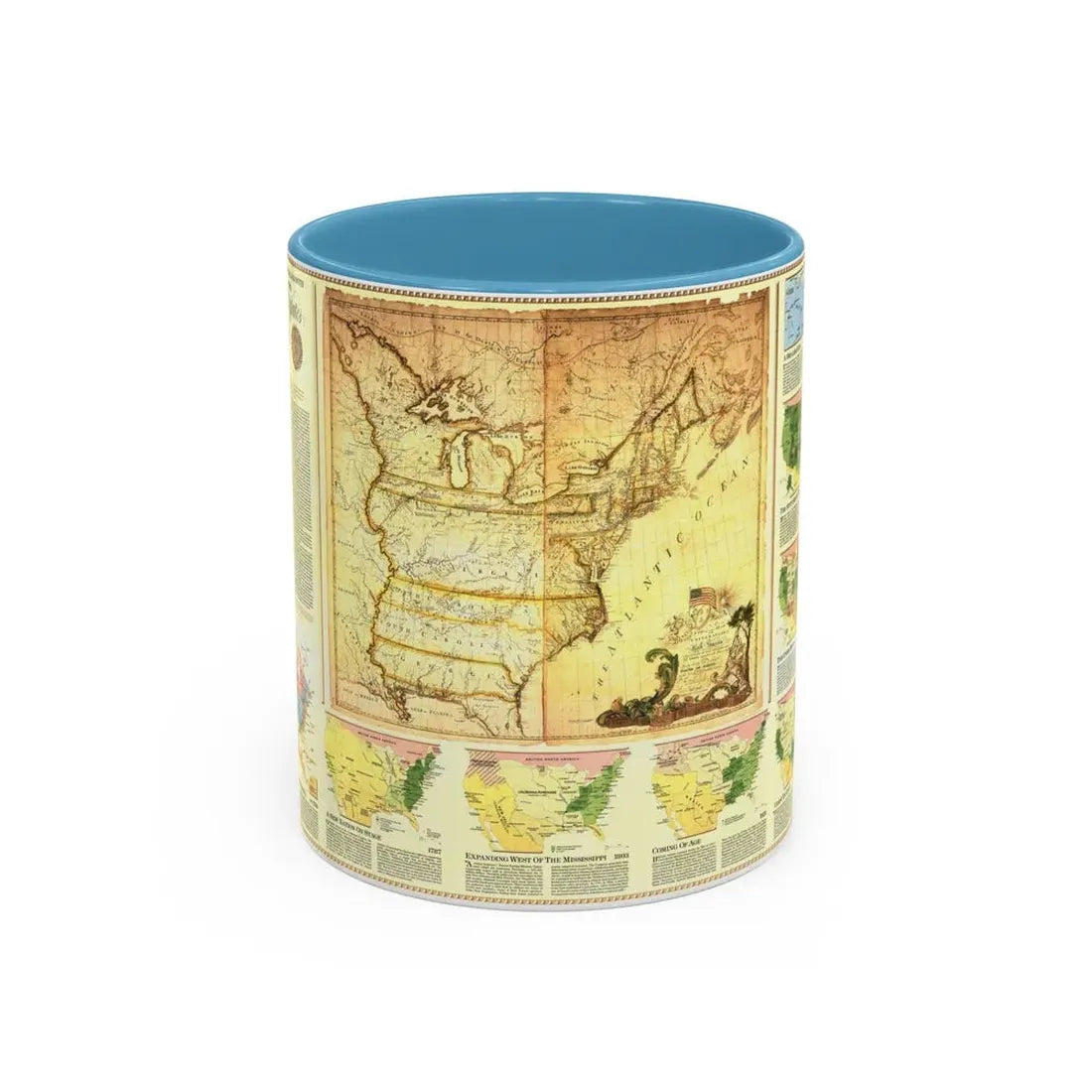 USA - Territorial Growth (1987) (Map) Accent Coffee Mug 11oz Light Blue - Go Mug Yourself