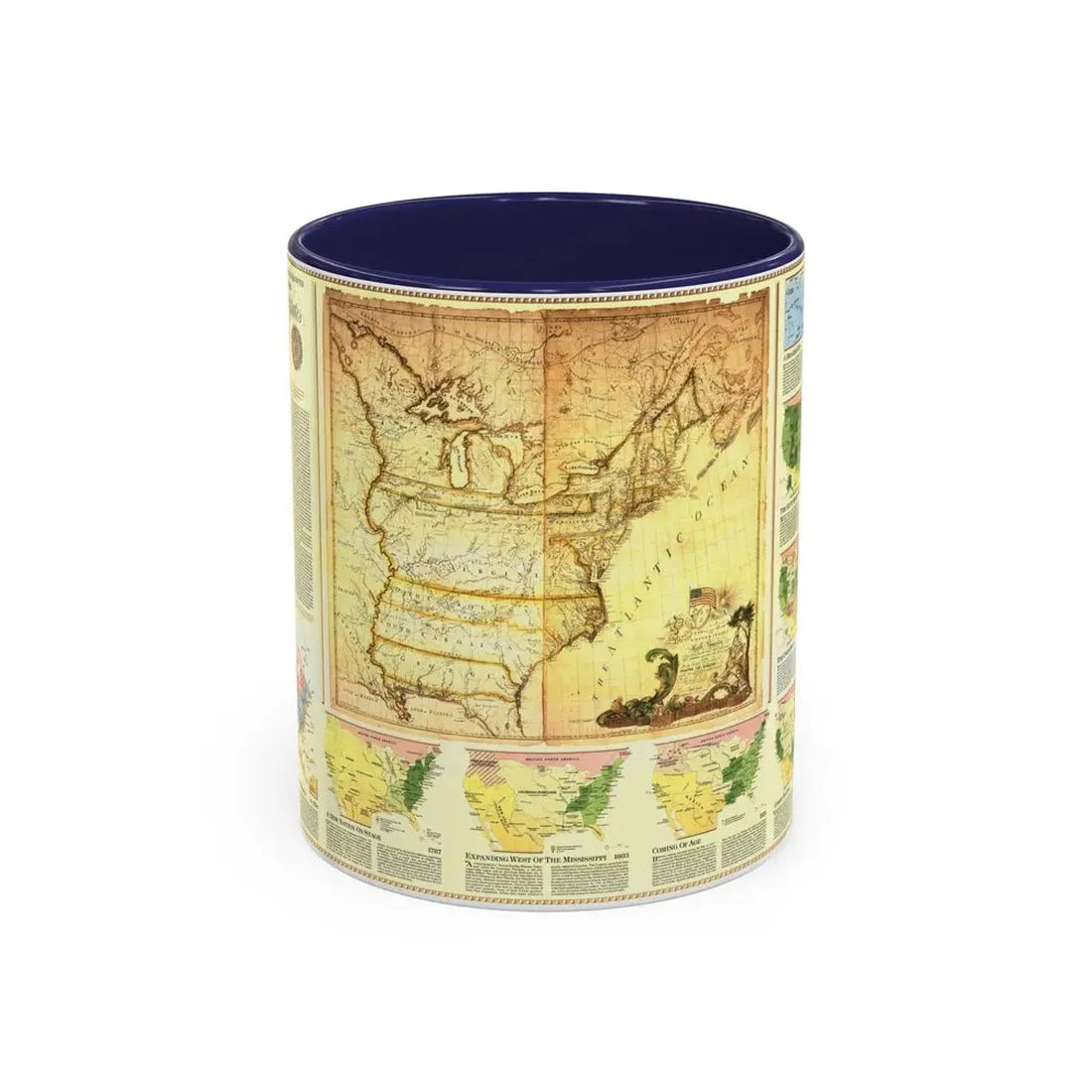 USA - Territorial Growth (1987) (Map) Accent Coffee Mug 11oz Navy - Go Mug Yourself