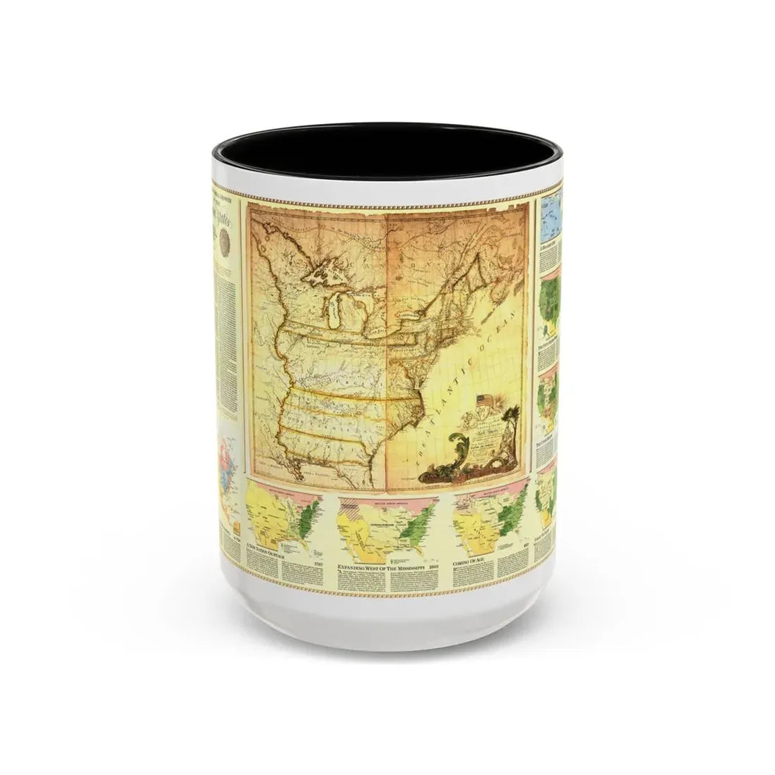 USA - Territorial Growth (1987) (Map) Accent Coffee Mug 15oz Black - Go Mug Yourself