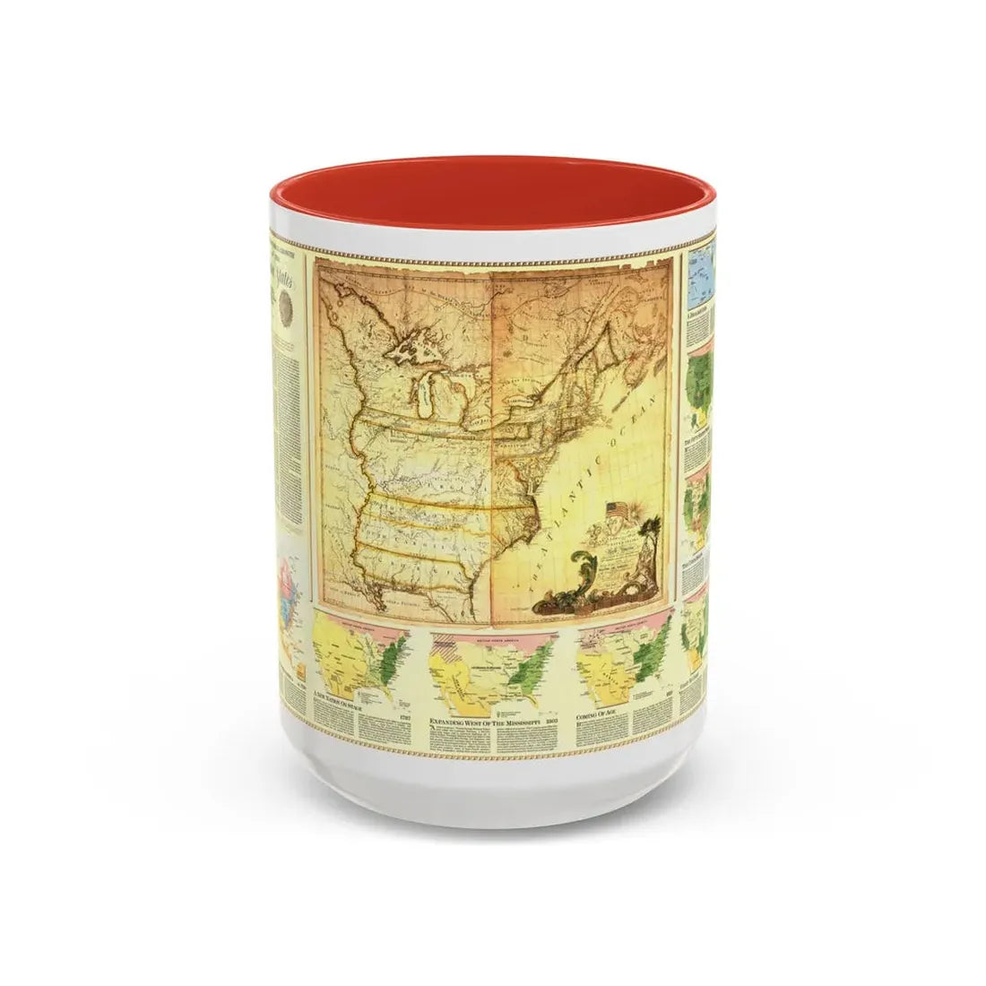 USA - Territorial Growth (1987) (Map) Accent Coffee Mug 15oz Red - Go Mug Yourself