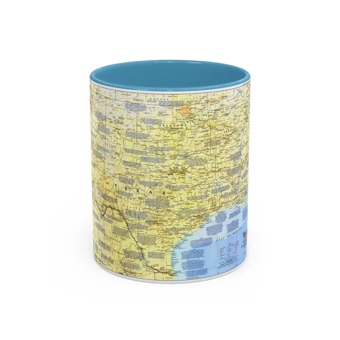USA - Texas 1 (1986) (Map) Accent Coffee Mug 11oz Light Blue - Go Mug Yourself