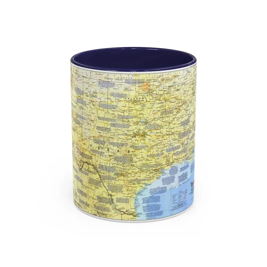 USA - Texas 1 (1986) (Map) Accent Coffee Mug 11oz Navy - Go Mug Yourself