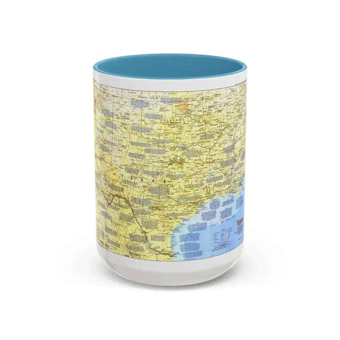 USA - Texas 1 (1986) (Map) Accent Coffee Mug 15oz Light Blue - Go Mug Yourself