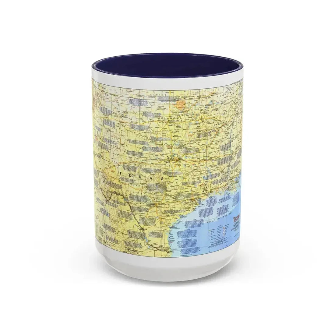 USA - Texas 1 (1986) (Map) Accent Coffee Mug 15oz Navy - Go Mug Yourself
