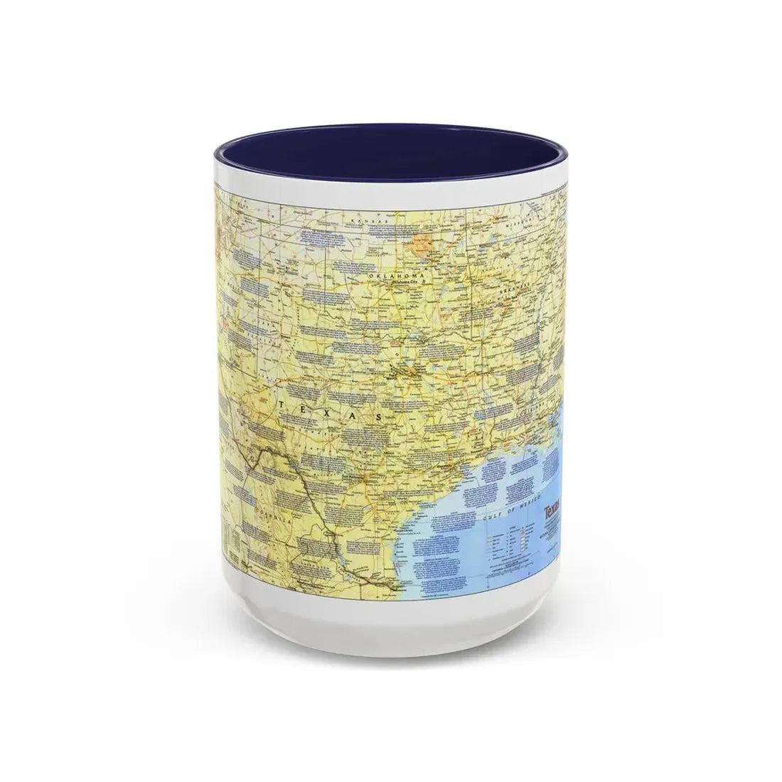 USA - Texas 1 (1986) (Map) Accent Coffee Mug 15oz Navy - Go Mug Yourself