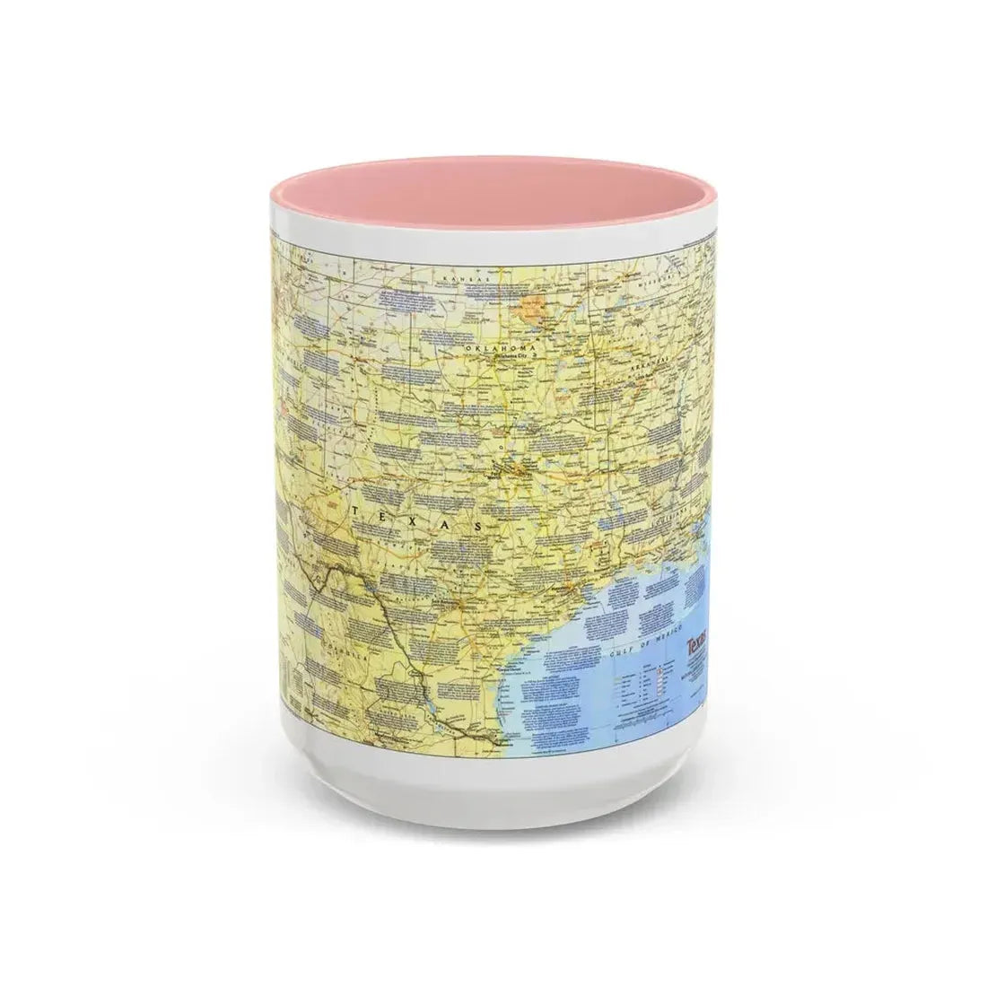 USA - Texas 1 (1986) (Map) Accent Coffee Mug 15oz Pink - Go Mug Yourself