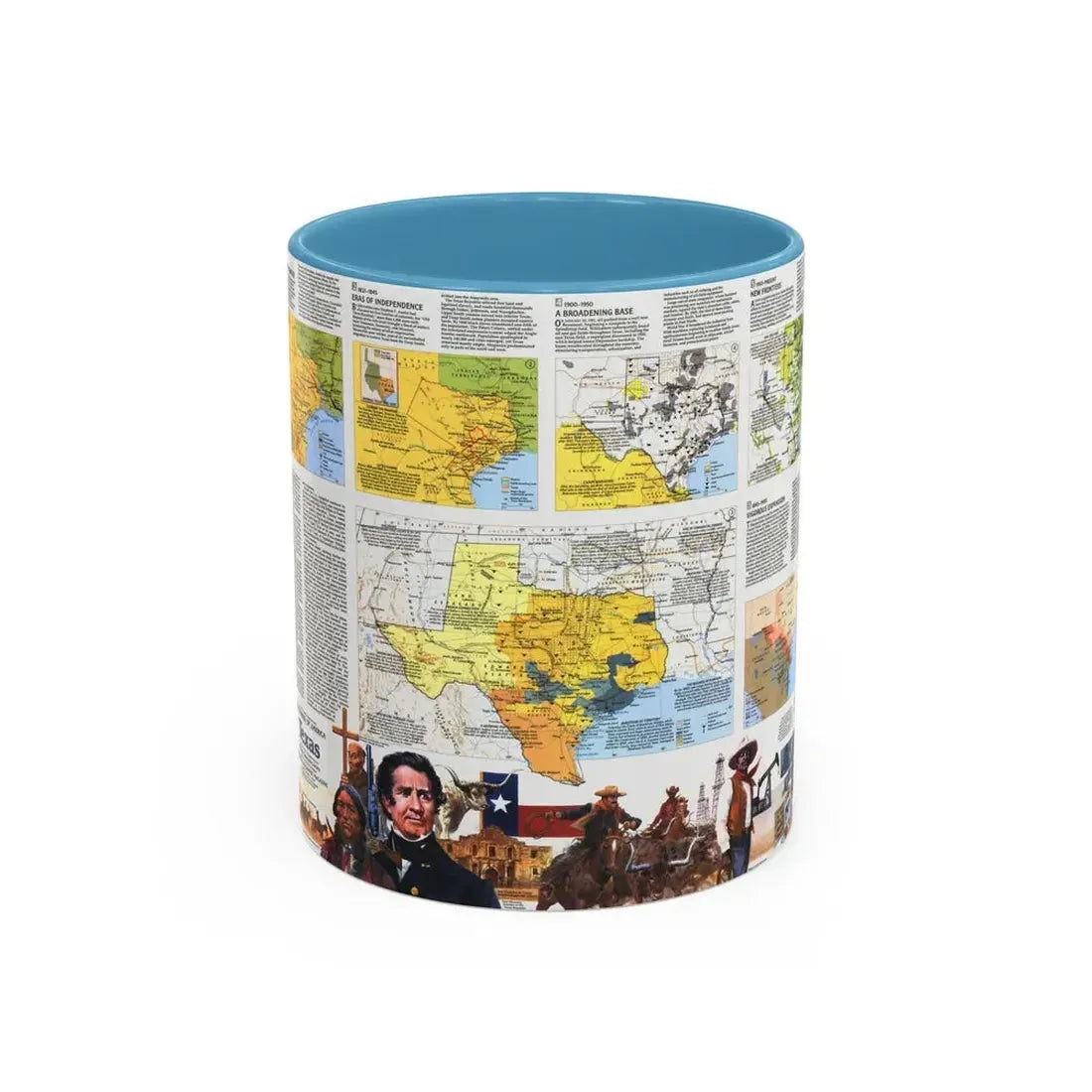 USA - Texas 2 (1986) (Map) Accent Coffee Mug 11oz Light Blue - Go Mug Yourself