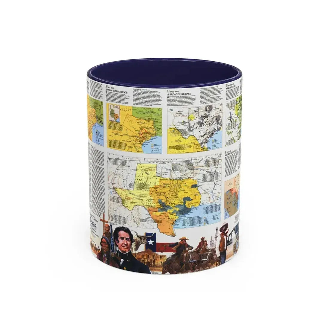 USA - Texas 2 (1986) (Map) Accent Coffee Mug 11oz Navy - Go Mug Yourself