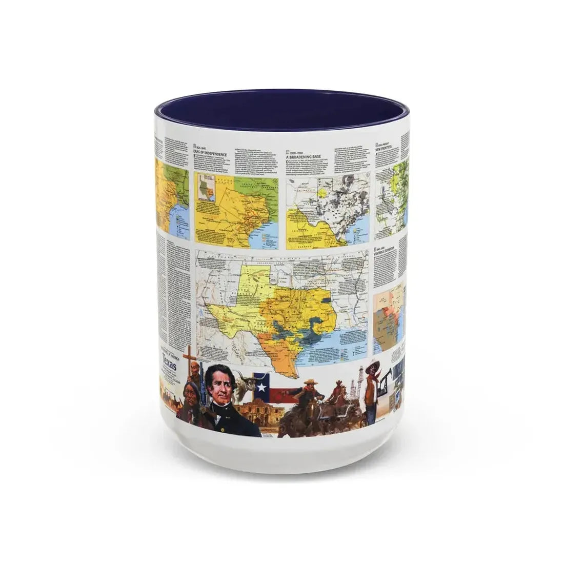 USA - Texas 2 (1986) (Map) Accent Coffee Mug 15oz Navy - Go Mug Yourself