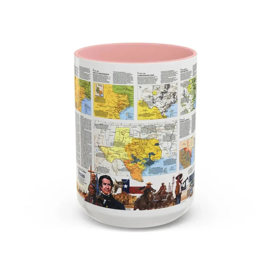 USA - Texas 2 (1986) (Map) Accent Coffee Mug 15oz Pink - Go Mug Yourself