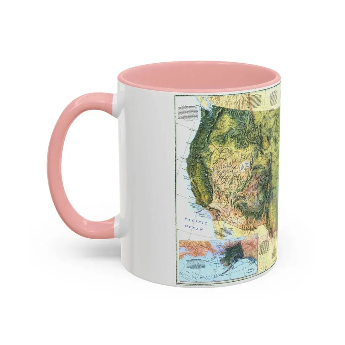USA - The Physical Landscape (1996) (Map) Accent Coffee Mug - Go Mug Yourself