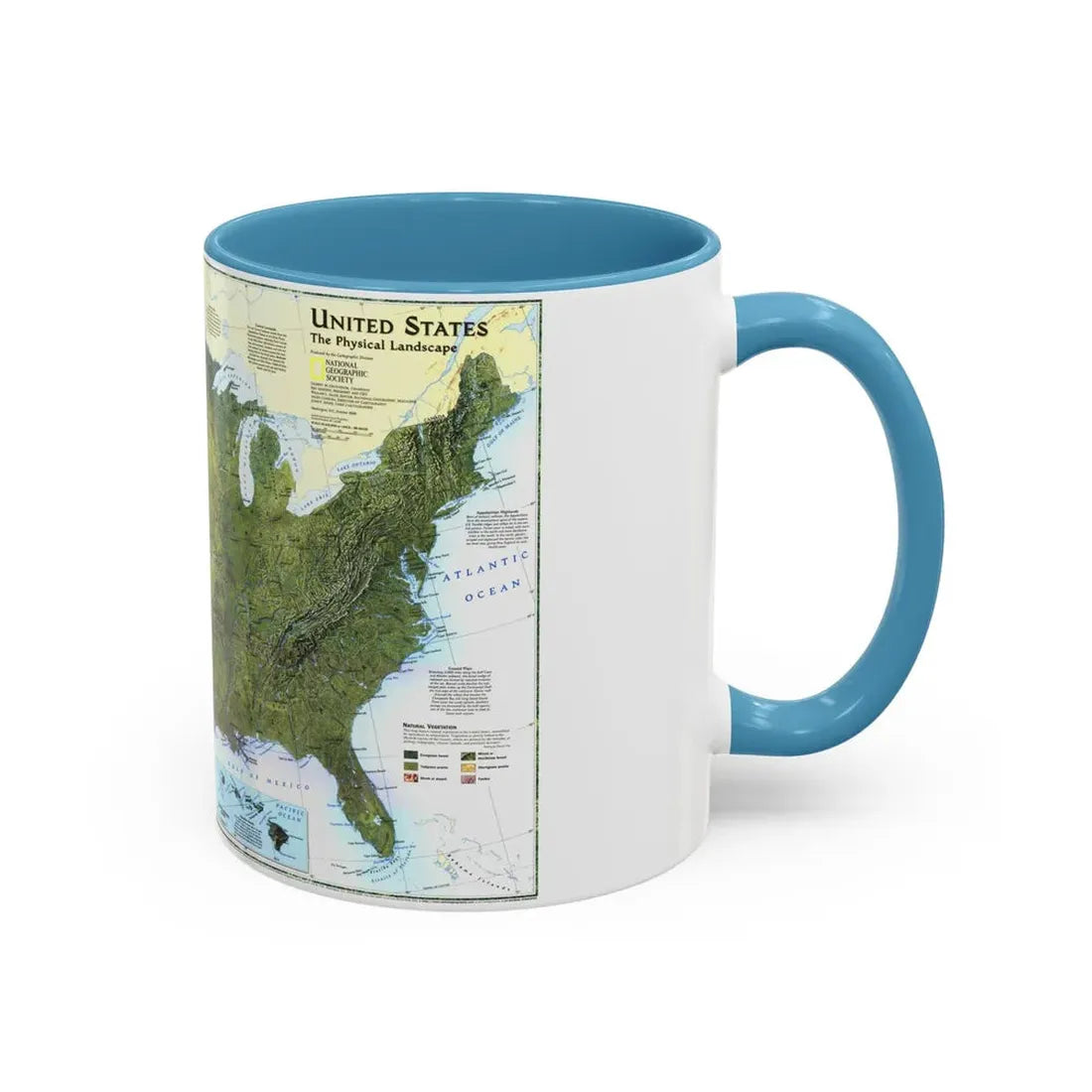 USA - The Physical Landscape (1996) (Map) Accent Coffee Mug - Go Mug Yourself