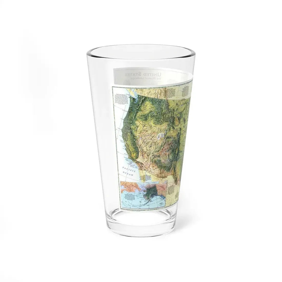 USA - The Physical Landscape (1996) (Map) Pint Glass 16oz - Go Mug Yourself