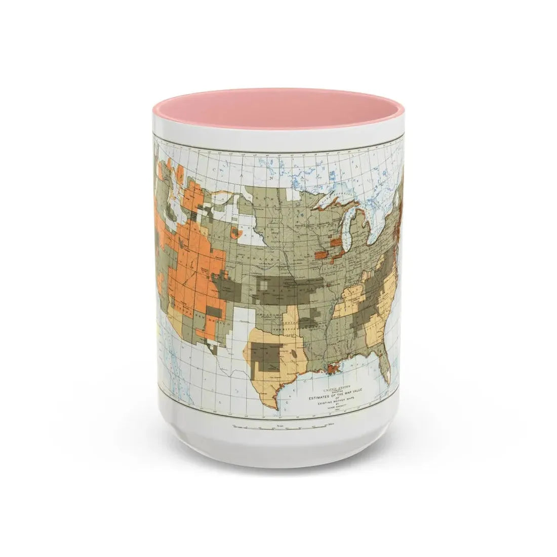 USA - The United States (1892) (Map) Accent Coffee Mug 15oz Pink - Go Mug Yourself