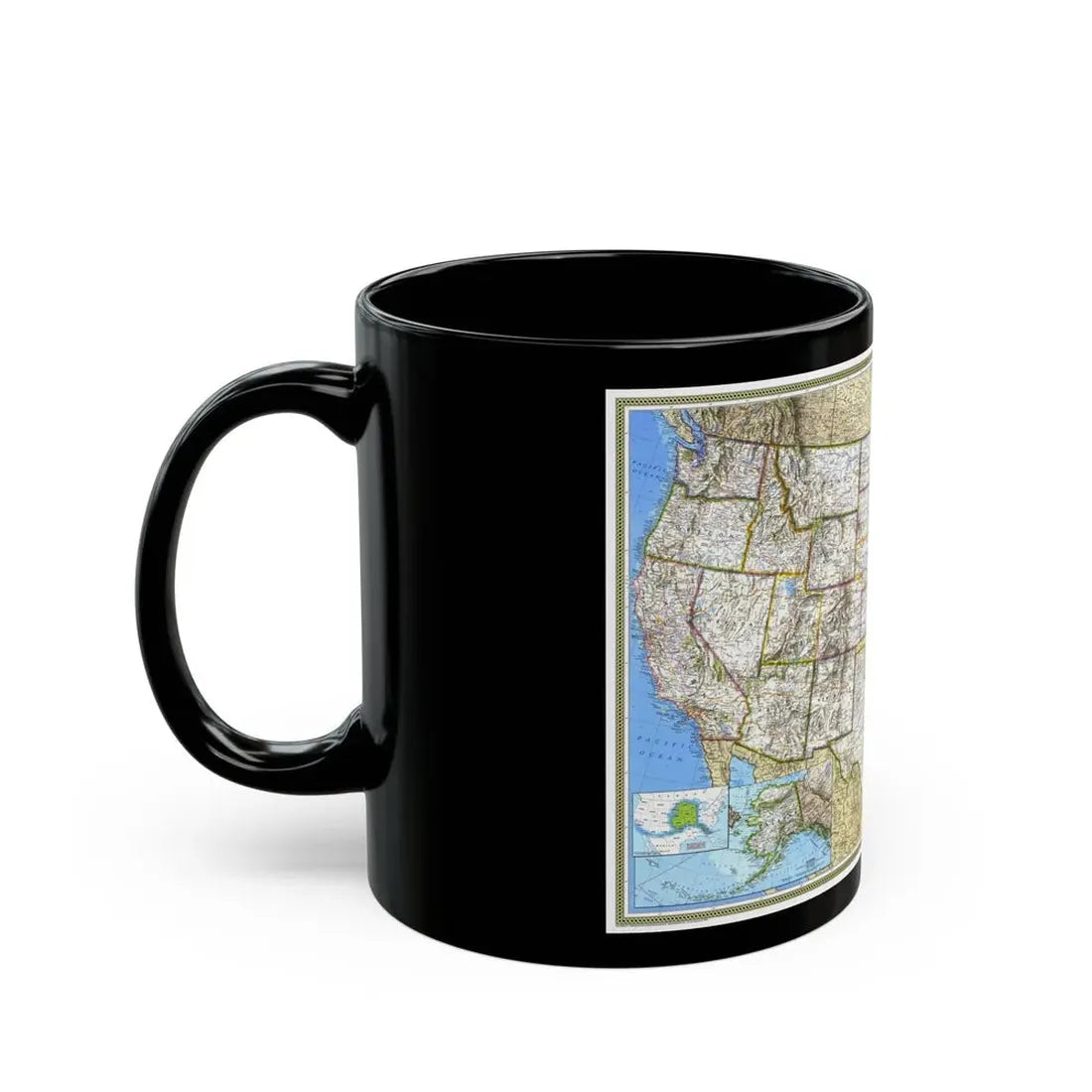 USA - The United States (1993) (Map) Black Coffee Mug - Go Mug Yourself