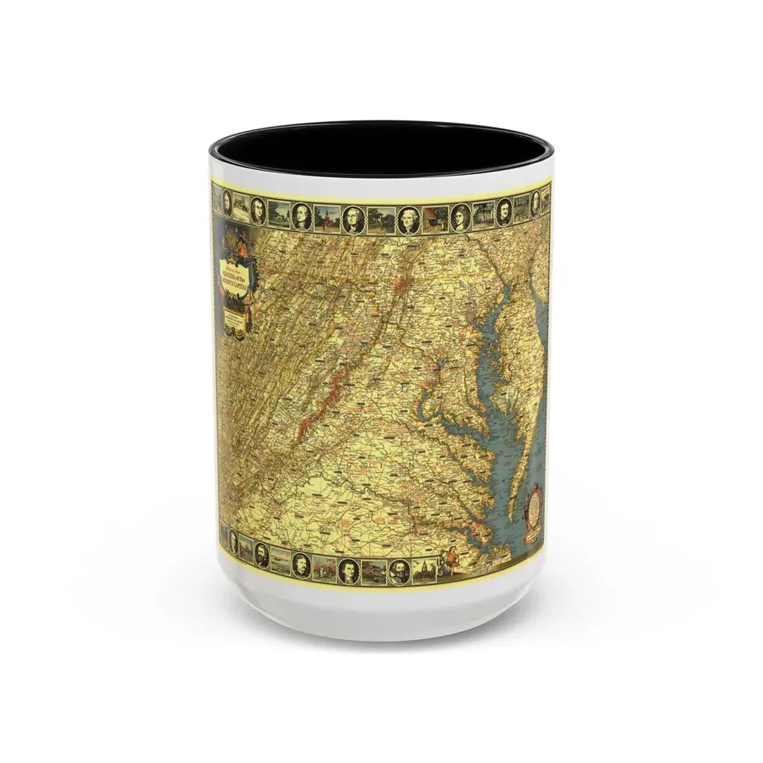 USA - Washington, Historic and Scenic (1939) (Map) Accent Coffee Mug 15oz Black - Go Mug Yourself