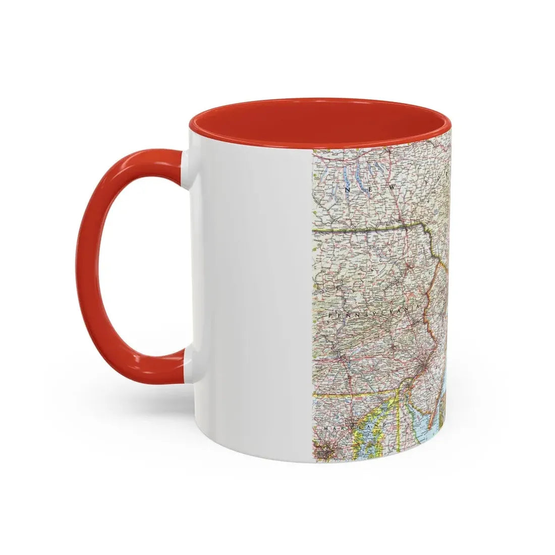 USA - Washington to Boston (1962) (Map) Accent Coffee Mug - Go Mug Yourself