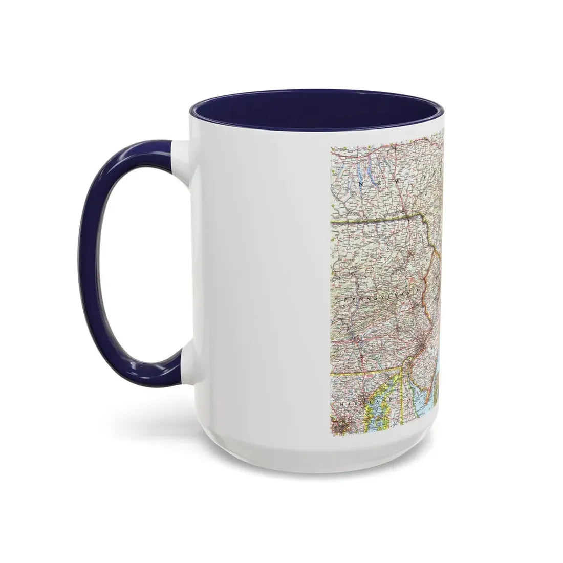 USA - Washington to Boston (1962) (Map) Accent Coffee Mug - Go Mug Yourself