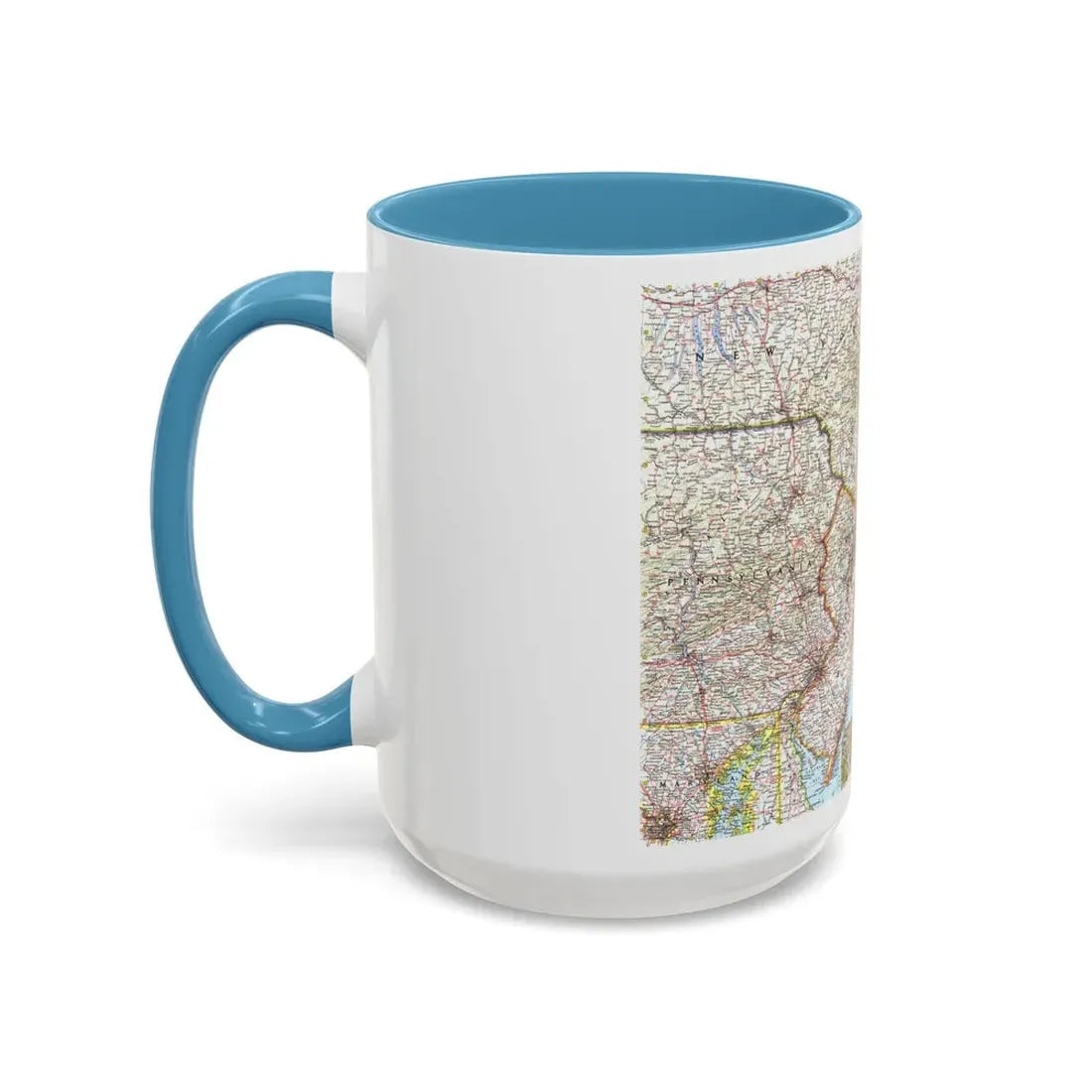 USA - Washington to Boston (1962) (Map) Accent Coffee Mug - Go Mug Yourself