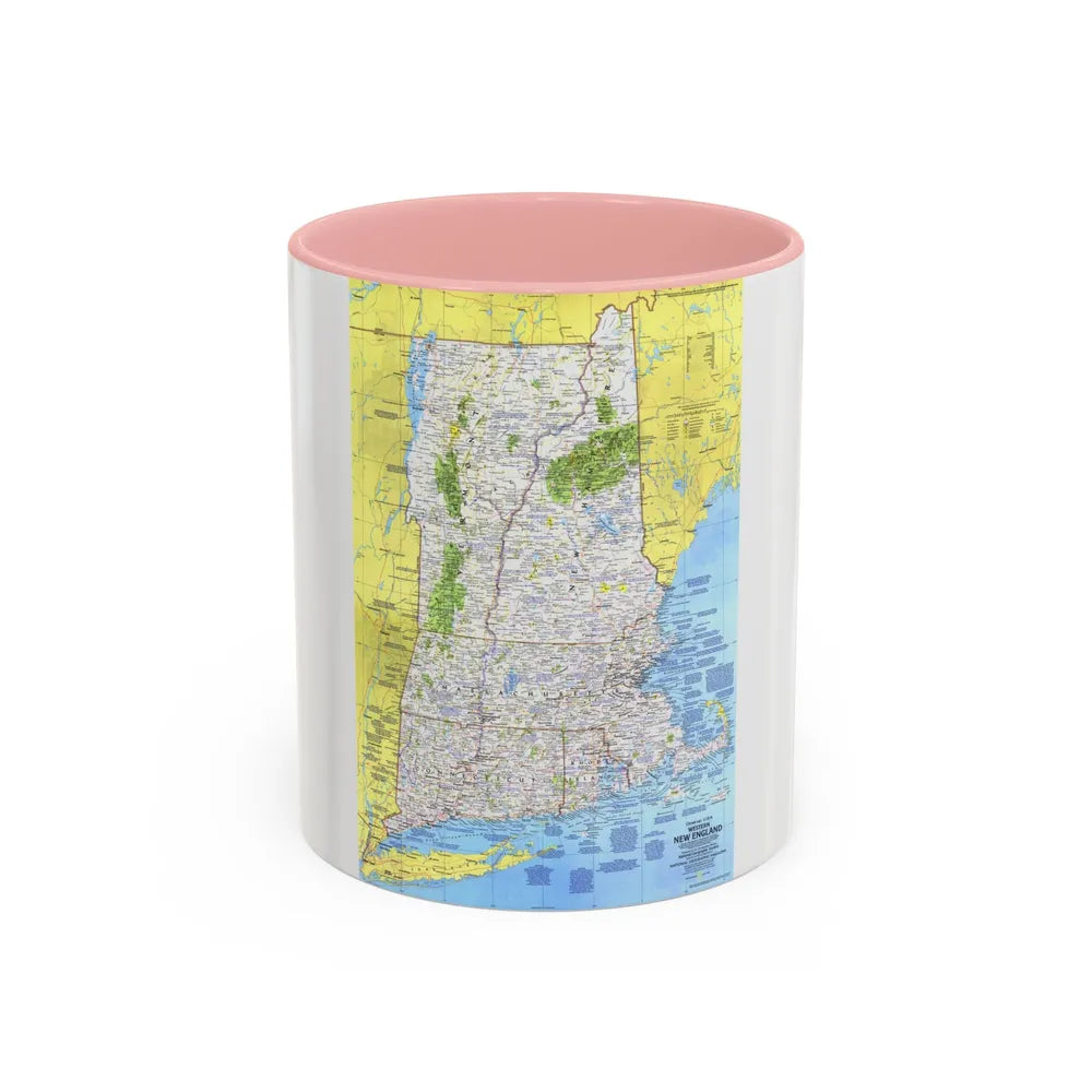 USA - Western New England 1 (1975) (Map) Accent Coffee Mug 11oz Pink - Go Mug Yourself