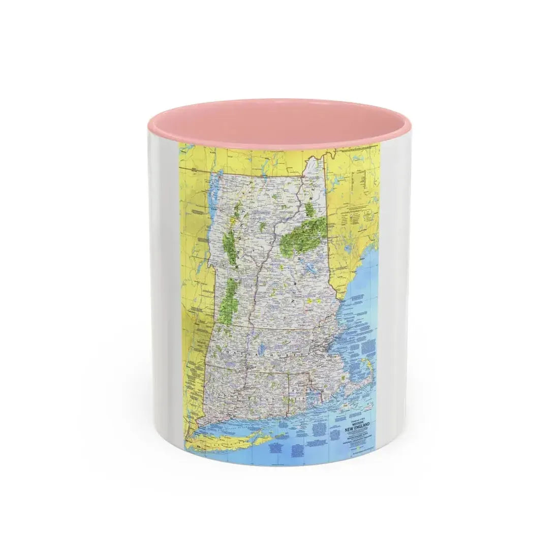 USA - Western New England 1 (1975) (Map) Accent Coffee Mug 11oz Pink - Go Mug Yourself