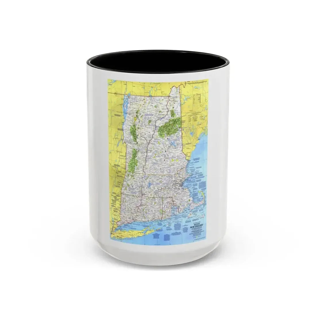 USA - Western New England 1 (1975) (Map) Accent Coffee Mug 15oz Black - Go Mug Yourself
