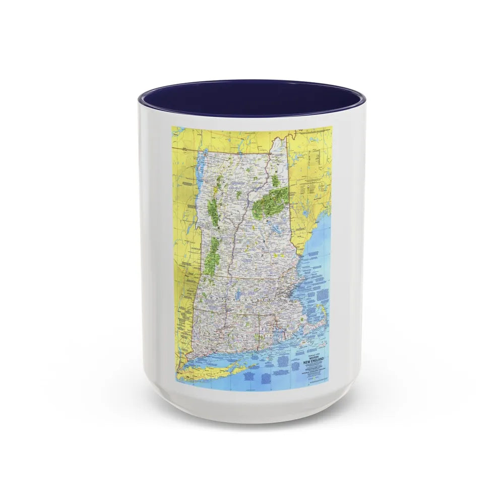 USA - Western New England 1 (1975) (Map) Accent Coffee Mug 15oz Navy - Go Mug Yourself