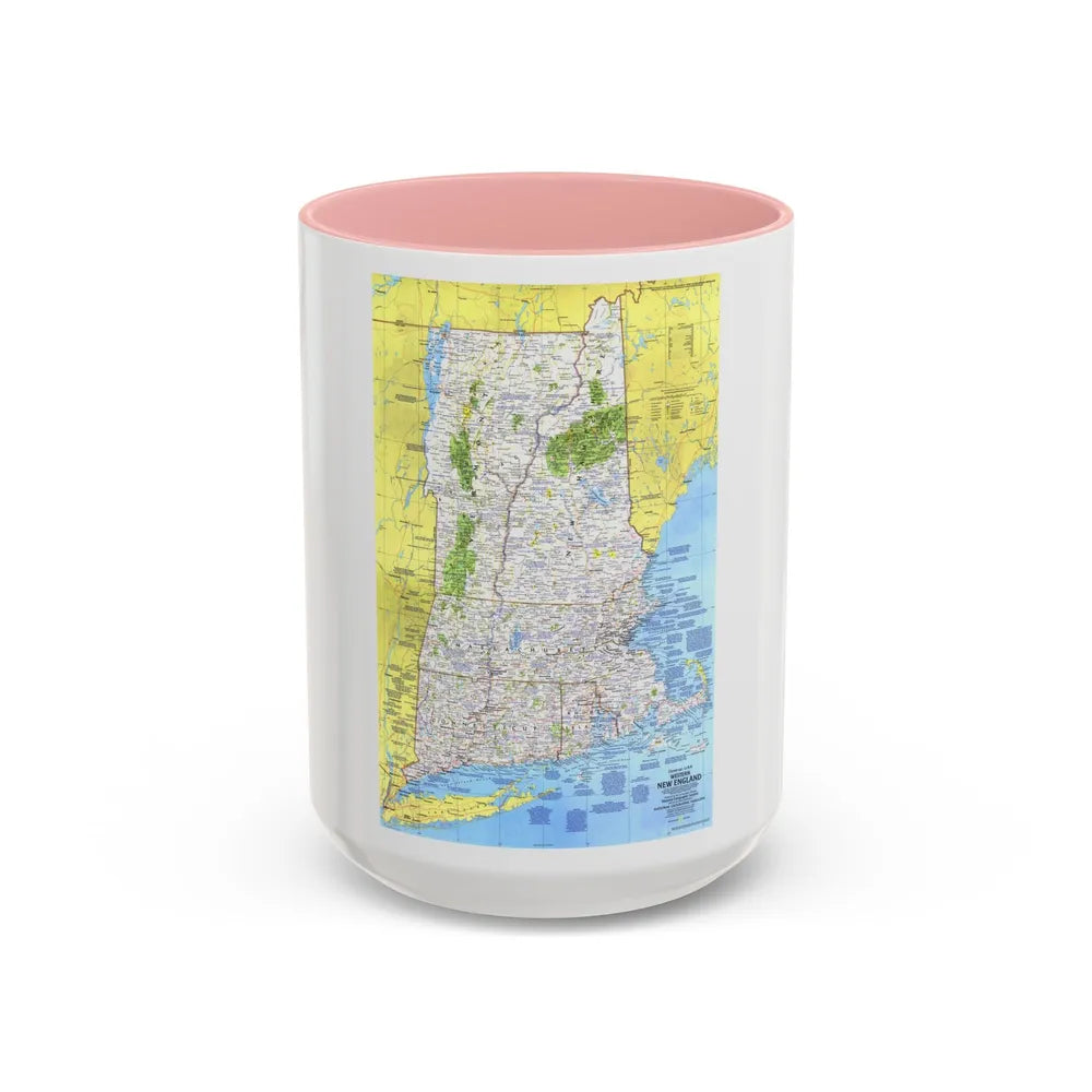 USA - Western New England 1 (1975) (Map) Accent Coffee Mug 15oz Pink - Go Mug Yourself