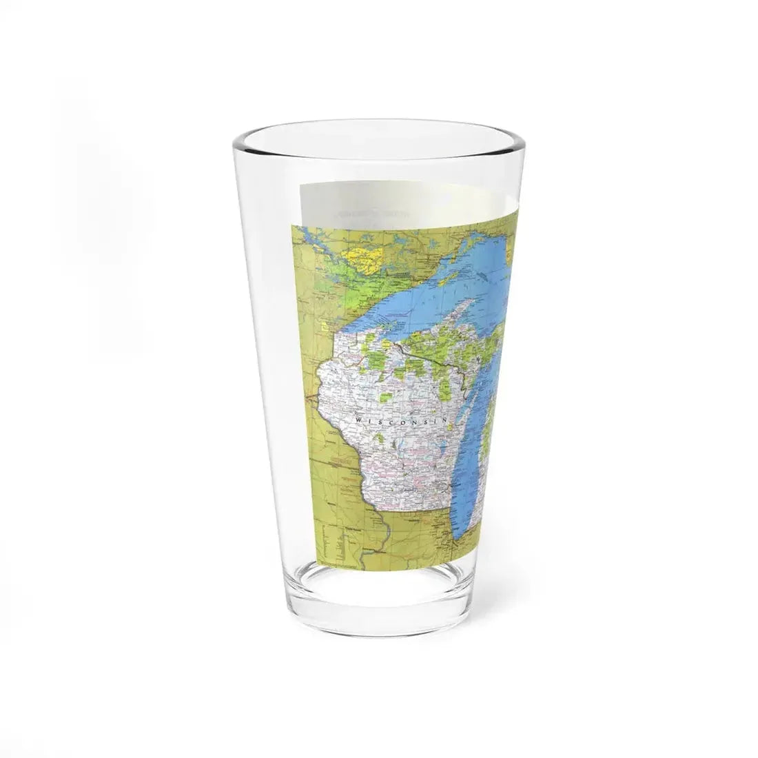 USA - Wisconsin, Michigan ,Great Lakes 1 (1973) (Map) Pint Glass 16oz - Go Mug Yourself