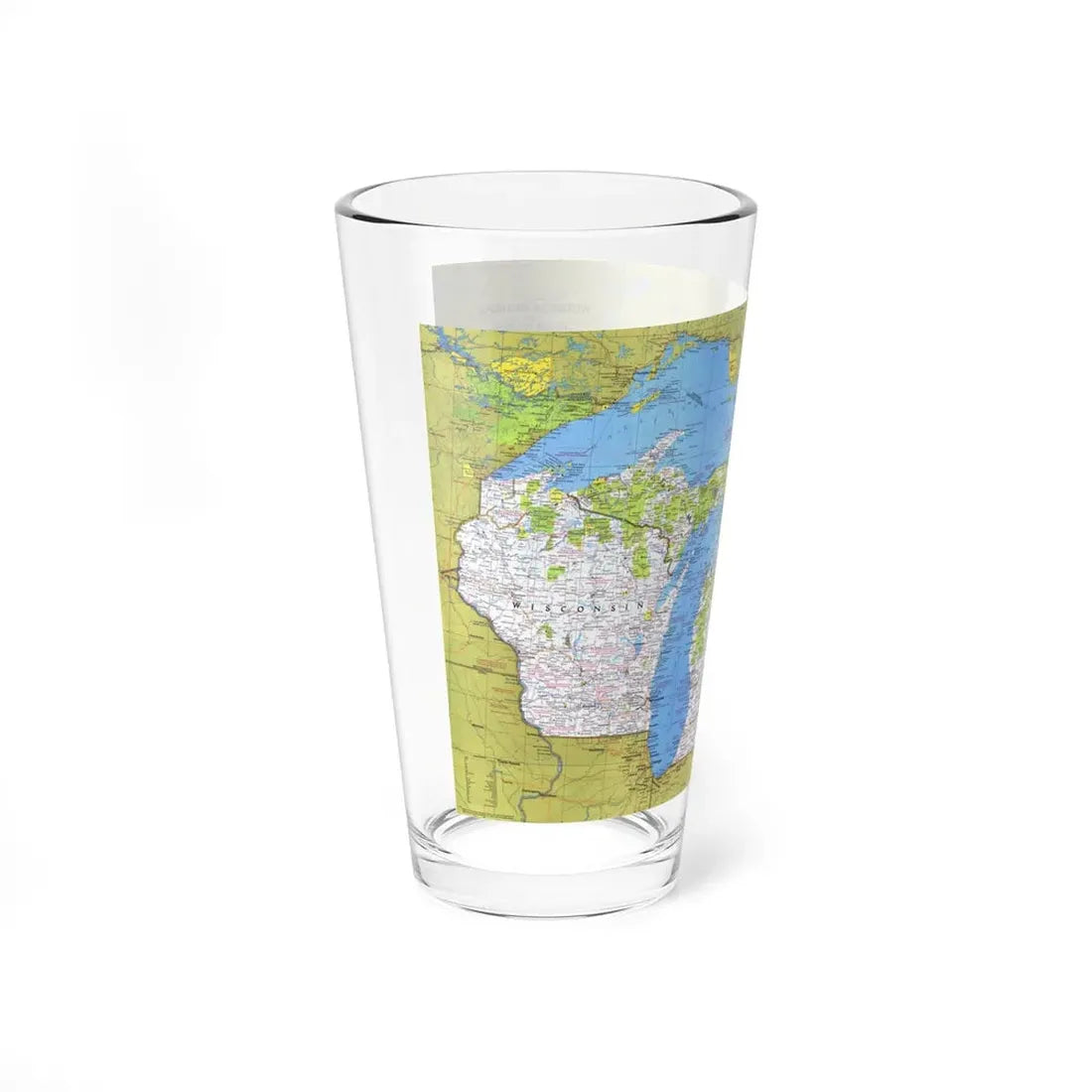 USA - Wisconsin, Michigan ,Great Lakes 1 (1973) (Map) Pint Glass 16oz - Go Mug Yourself