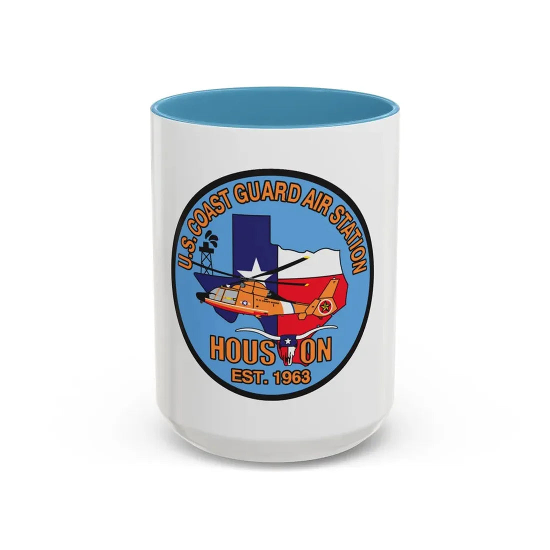 USCG Air Station Houston 2 (U.S. Coast Guard) Accent Coffee Mug 15oz Light Blue - Go Mug Yourself