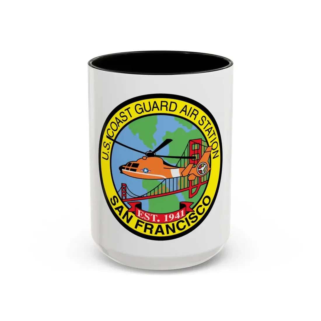 USCG Air Station San Francisco (U.S. Coast Guard) Accent Coffee Mug 15oz Black - Go Mug Yourself