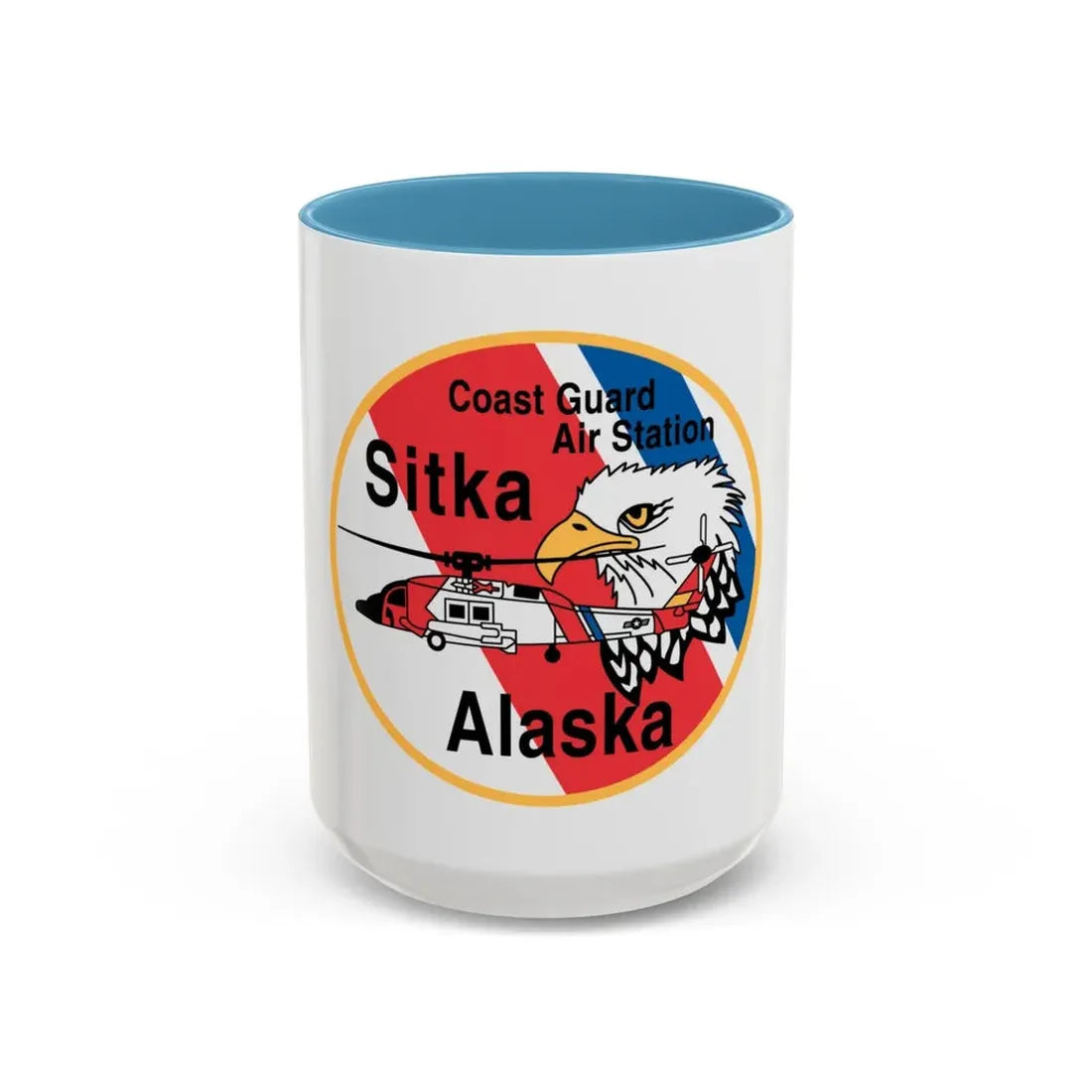 USCG Air Station Sitka (U.S. Coast Guard) Accent Coffee Mug 15oz Light Blue - Go Mug Yourself