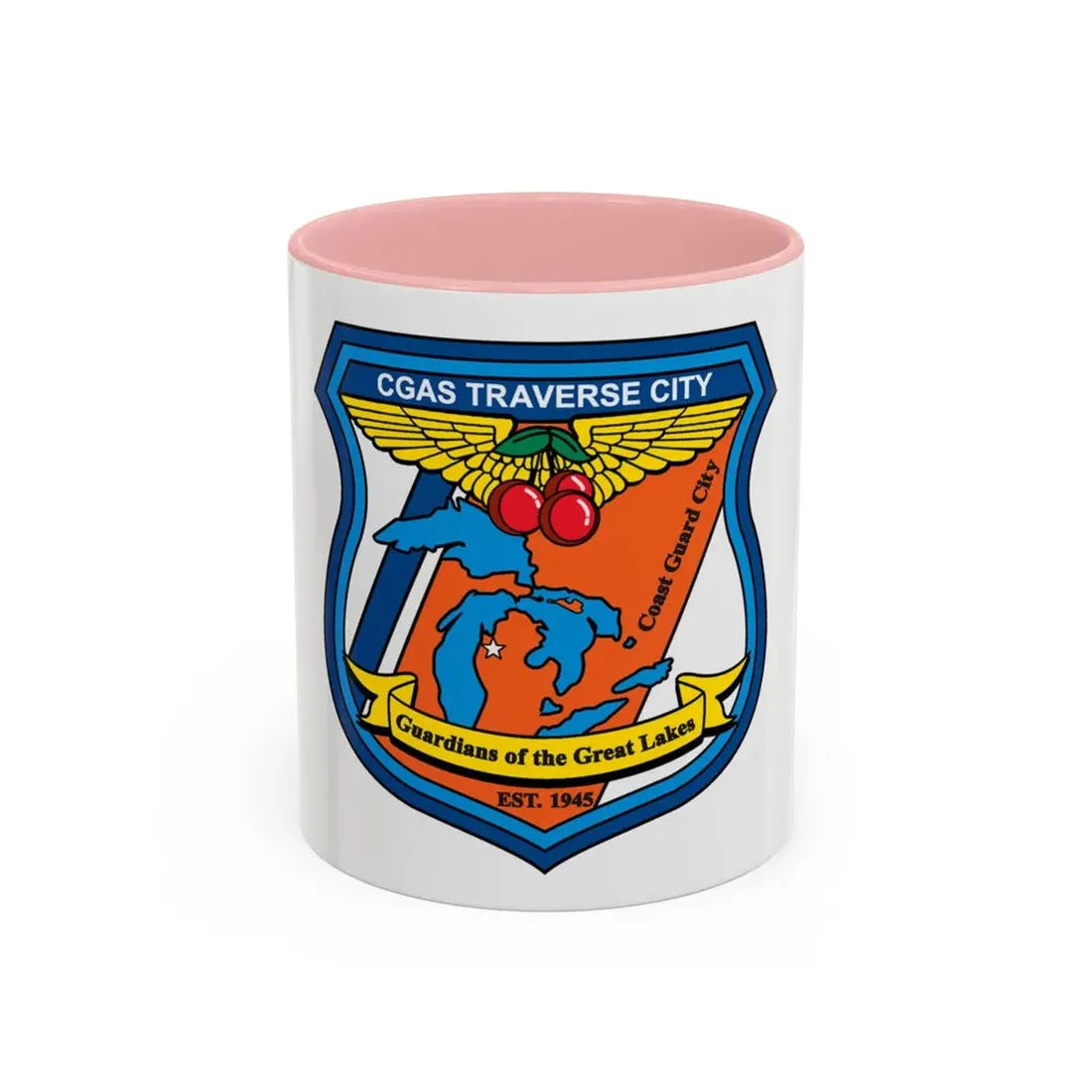 USCG Air Station Traverse City (U.S. Coast Guard) Accent Coffee Mug 11oz Pink - Go Mug Yourself